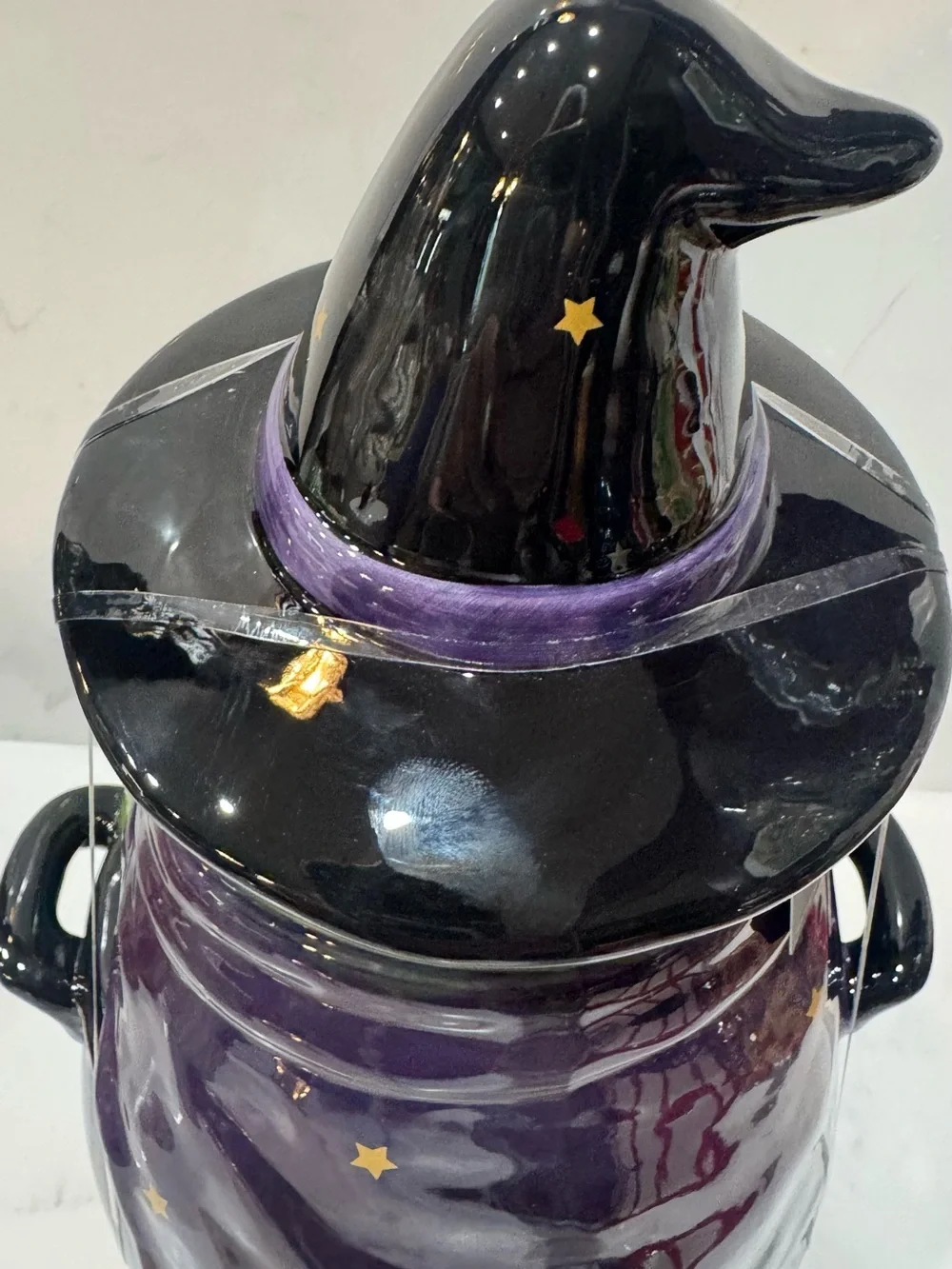 Spooky Street Halloween Cookie Jar/Canister Witch/Wizard Frog on Cauldron NWT